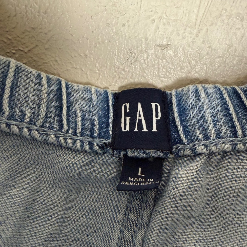 Gap Baggy Easy Jean Light Indigo Wide Leg Elastic Waist Denim Pants Womens L - Picture 3 of 11